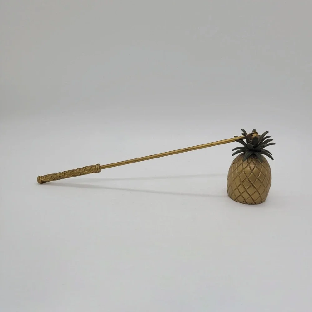 Vintage Brass Pineapple Candle Snuffer Tropical Gold Tone Metal 8.5 Inch